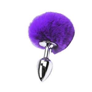 Plug anal con cola de conejo morado