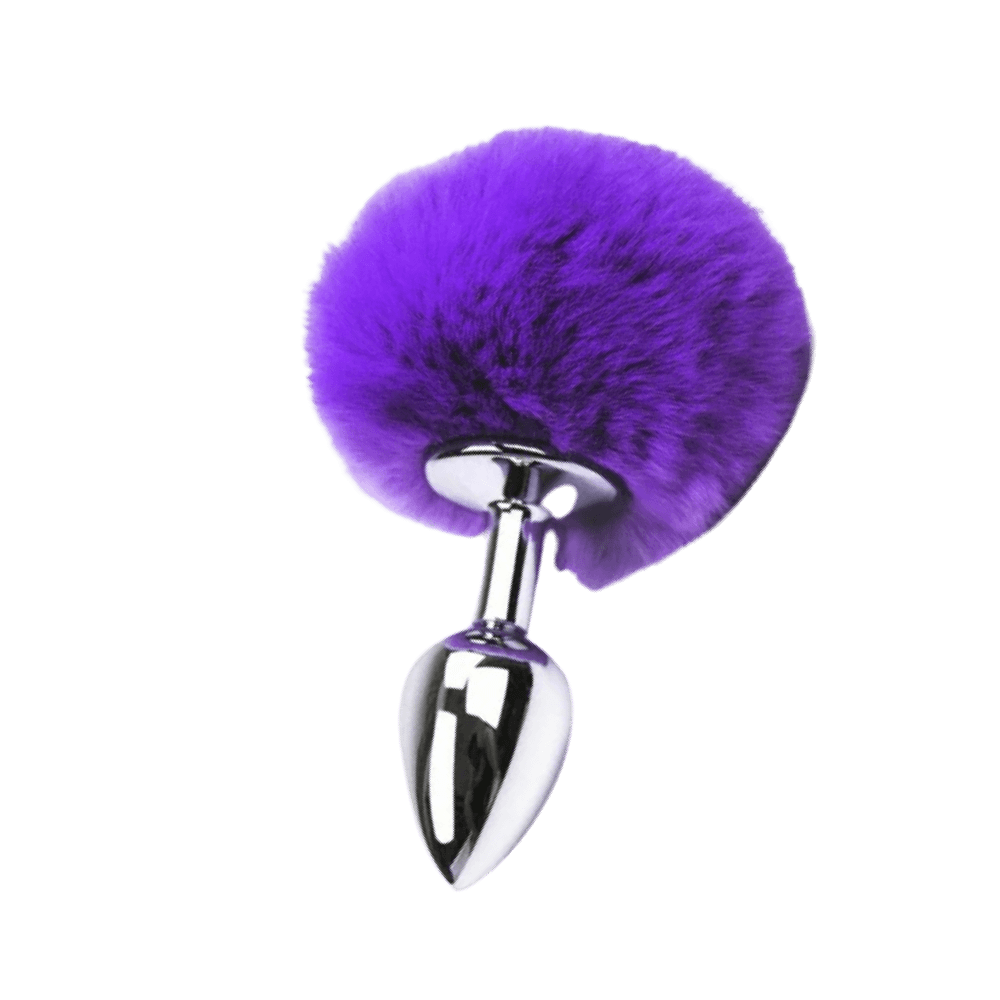 Plug anal con cola de conejo morado