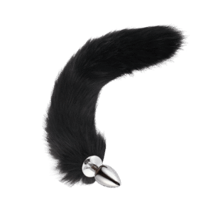 Plug anal con cola de zorro negra sintética.